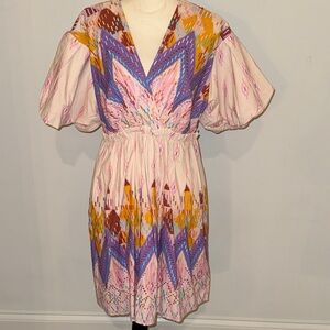 Anthropologie Multicolor Embroidered V-Neck Women's Dress Sz M